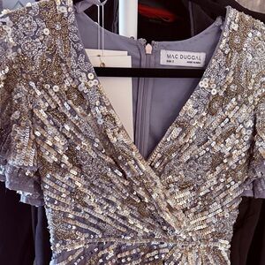 Mac Duggal Silver and Gold Sequin Dress